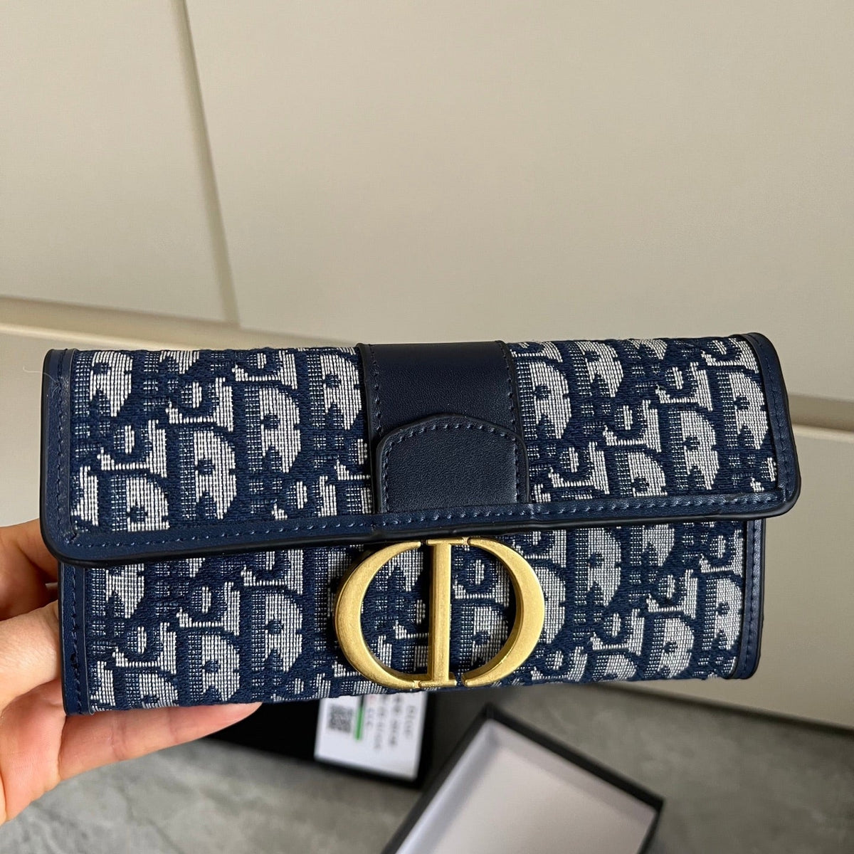 Blue Canvas CD Monogram Clutch Wallet