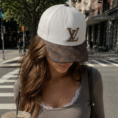 White Monogram Brim Baseball Hat