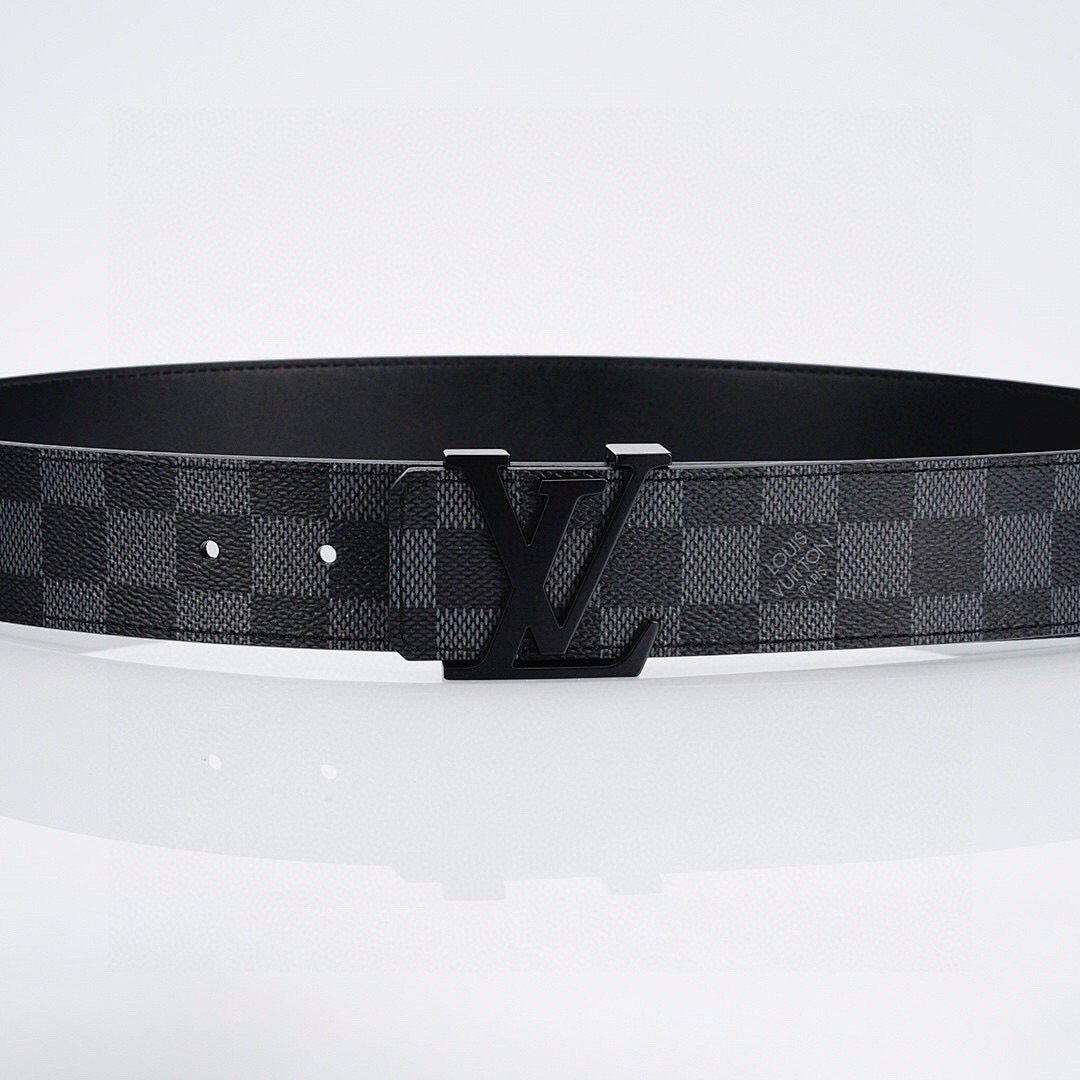 Black Checkered Leather Belt