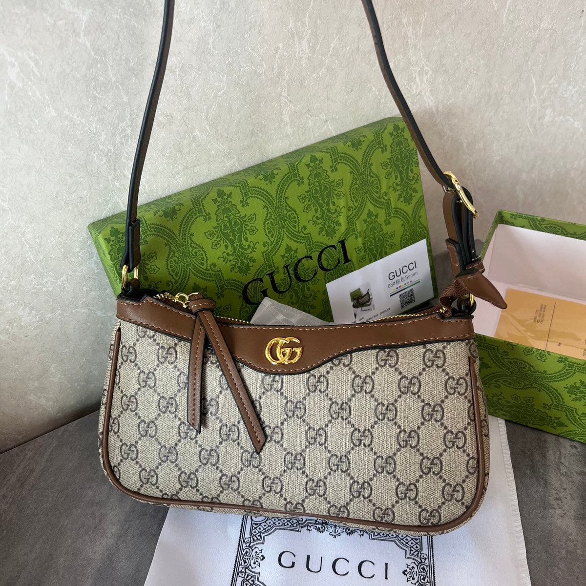 Beige GG Mini Shoulder Bag