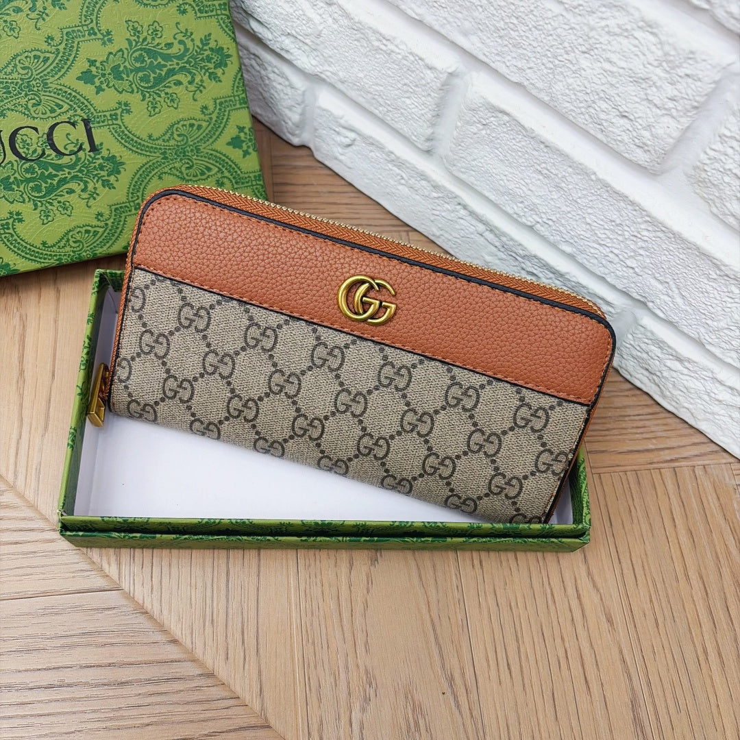 Brown GG Zip-Around Wallet