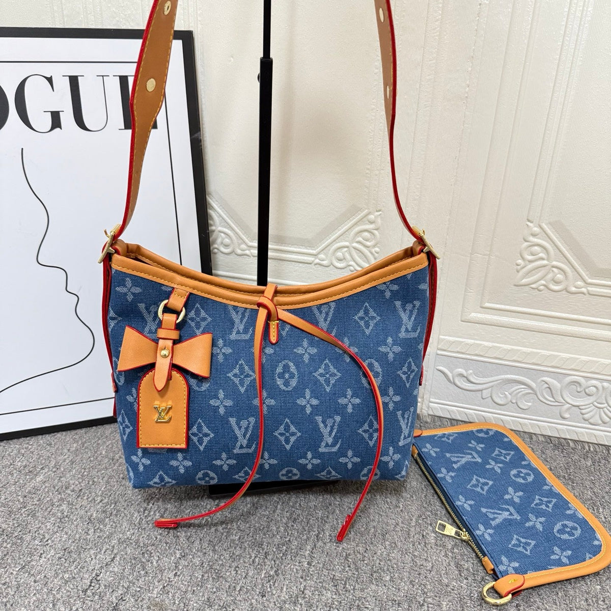 Blue Trim Hobo Bag