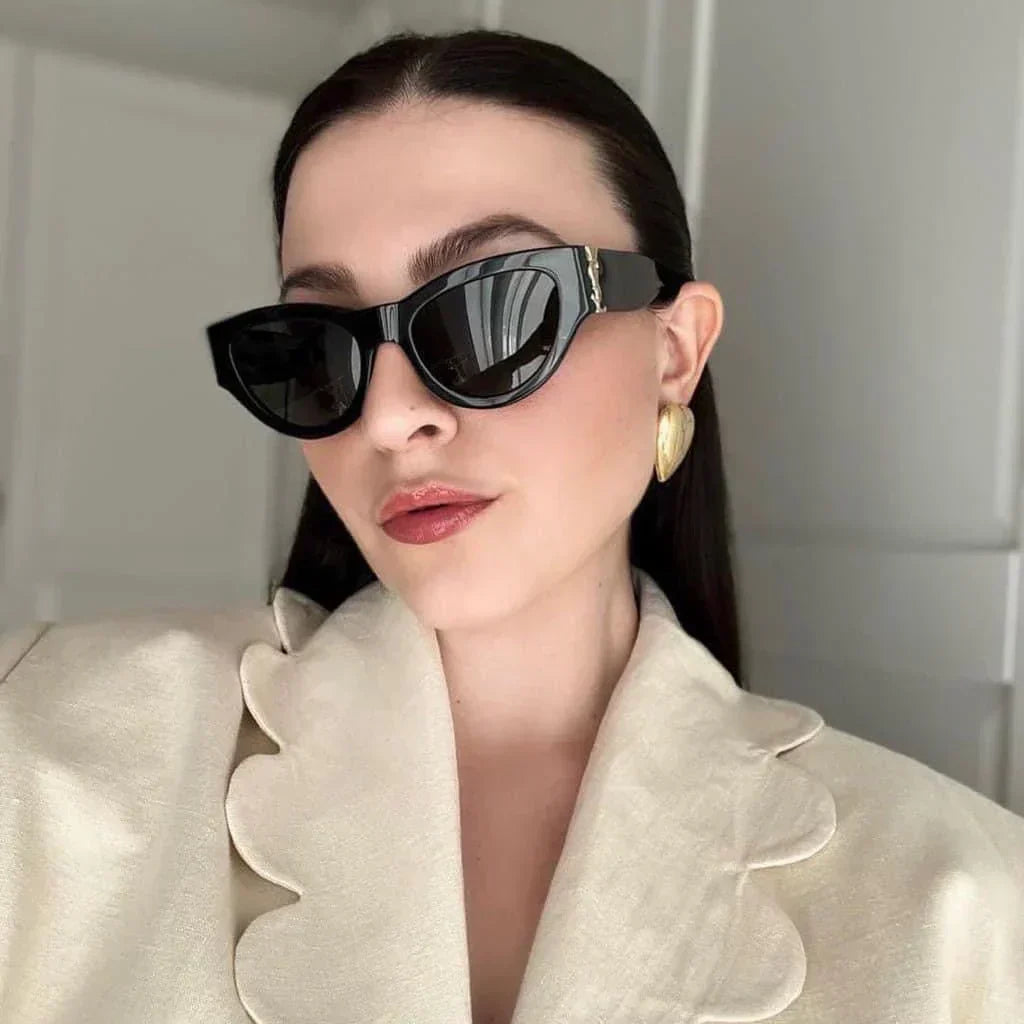 Oversized Black YL Cat Eye Sunglasses