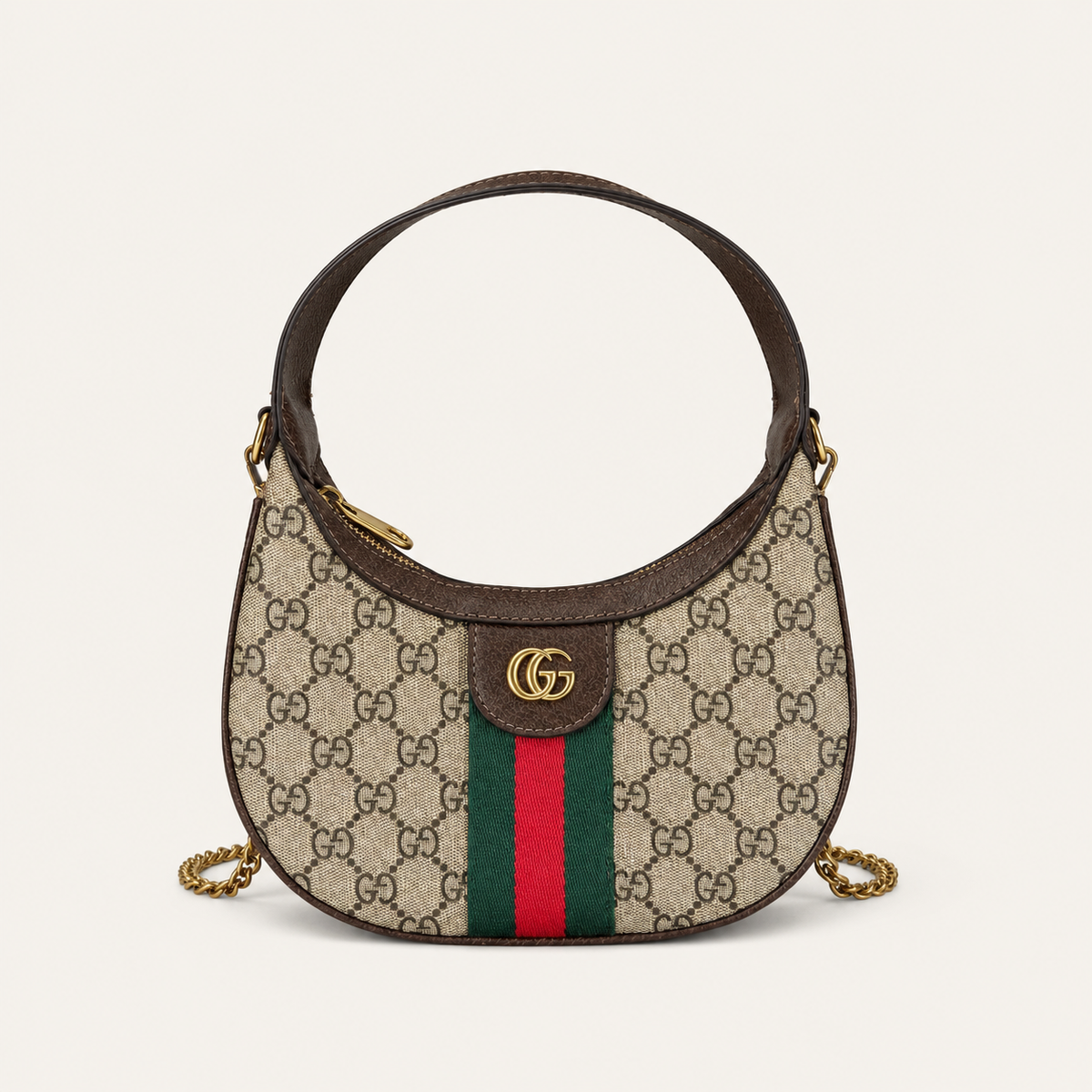 Brown Leather GG Monogram Crossbody Bag