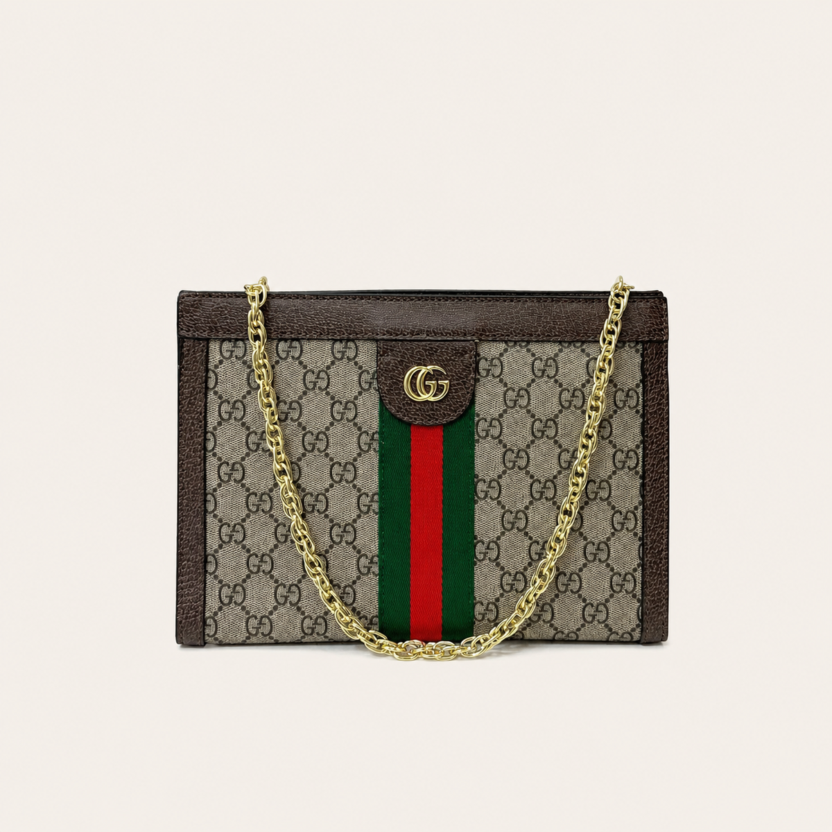 Leather GG Stripe Shoulder Bag