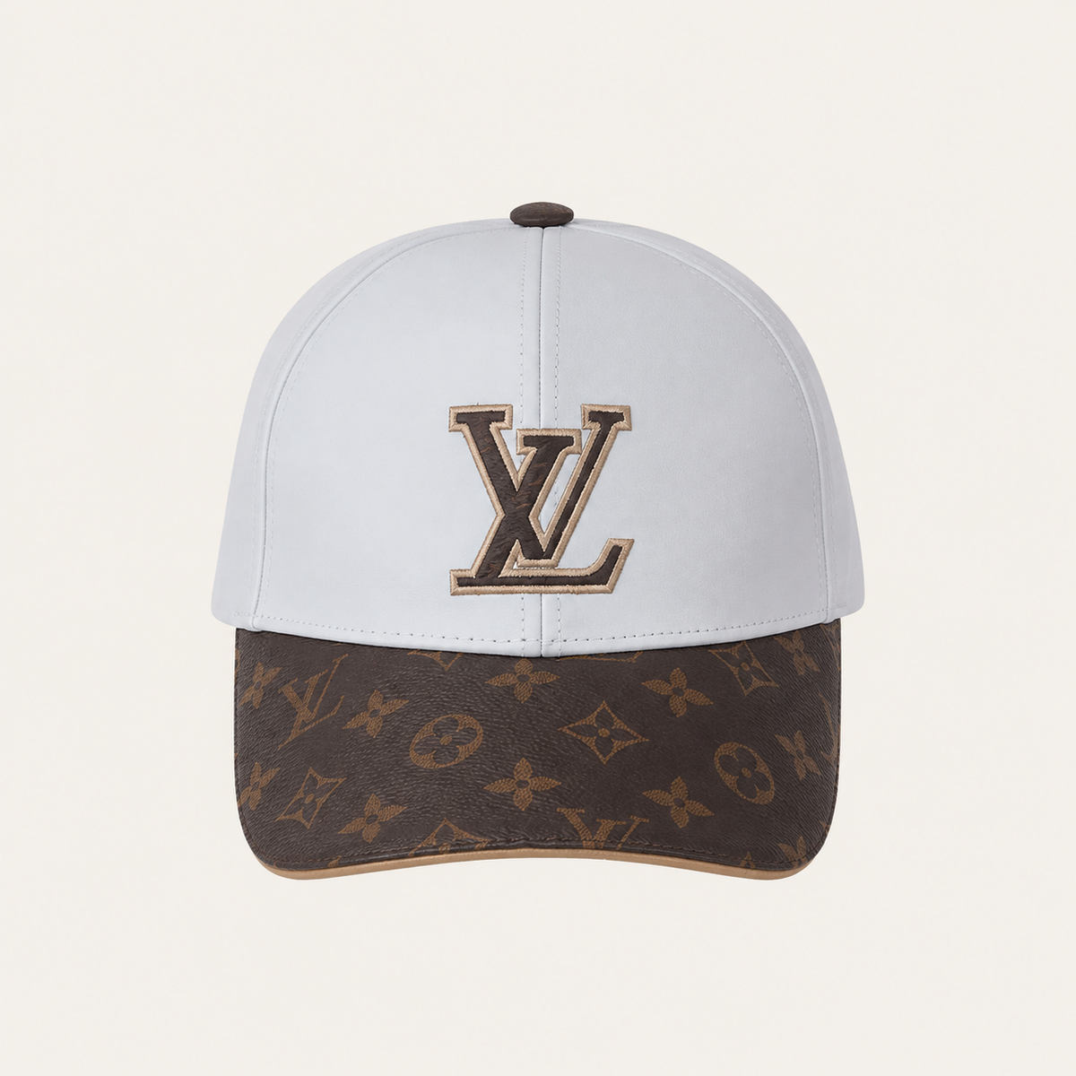 White Monogram Brim Baseball Hat