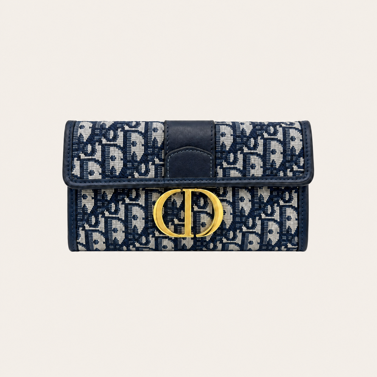Blue Canvas CD Monogram Clutch Wallet