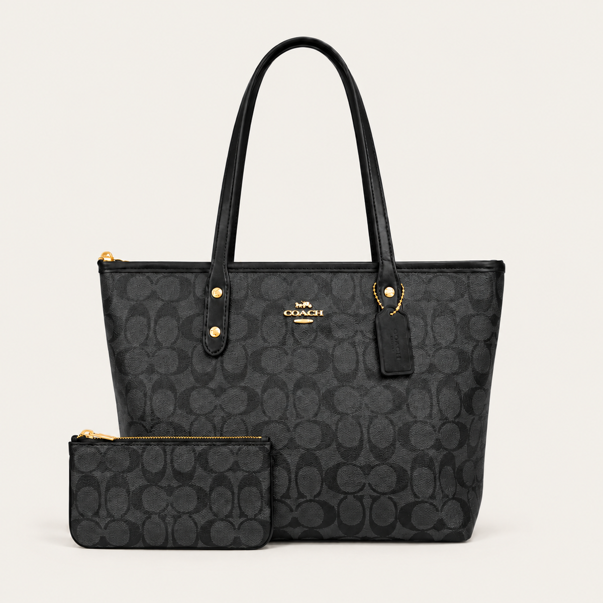 Black Tote with Pouch