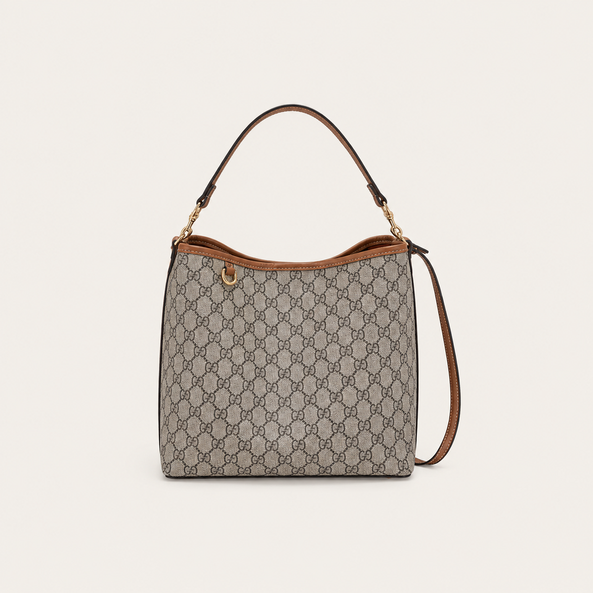 Brown Leather GG Shoulder Bag