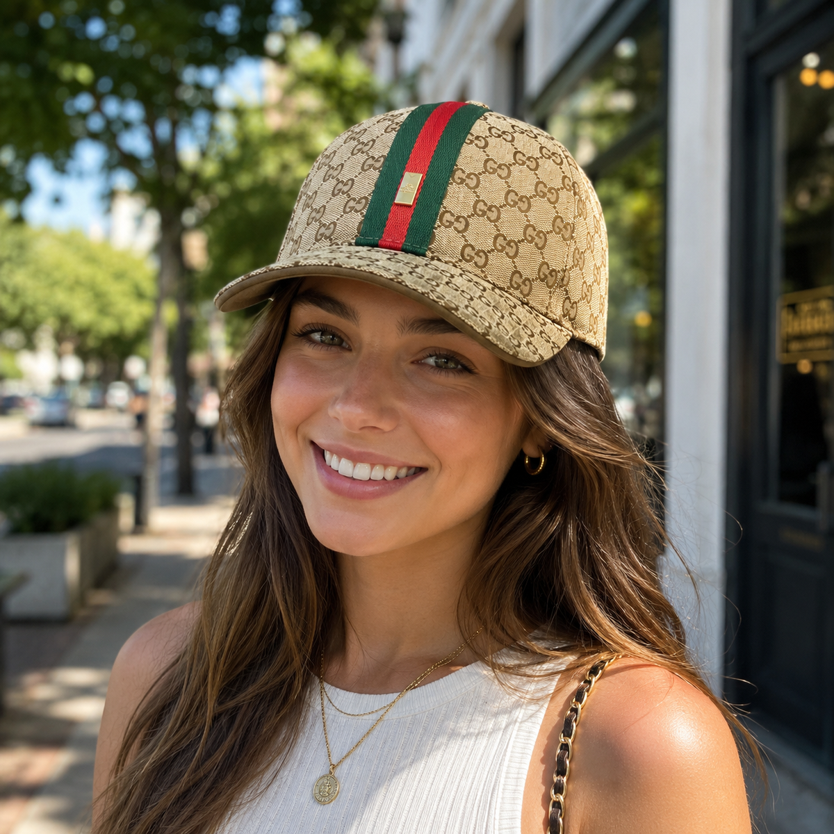 Brown GG Canvas Baseball Hat