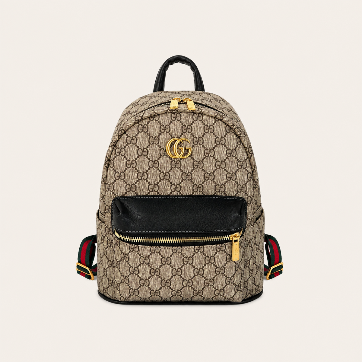 Brown Canvas GG Monogram Backpack