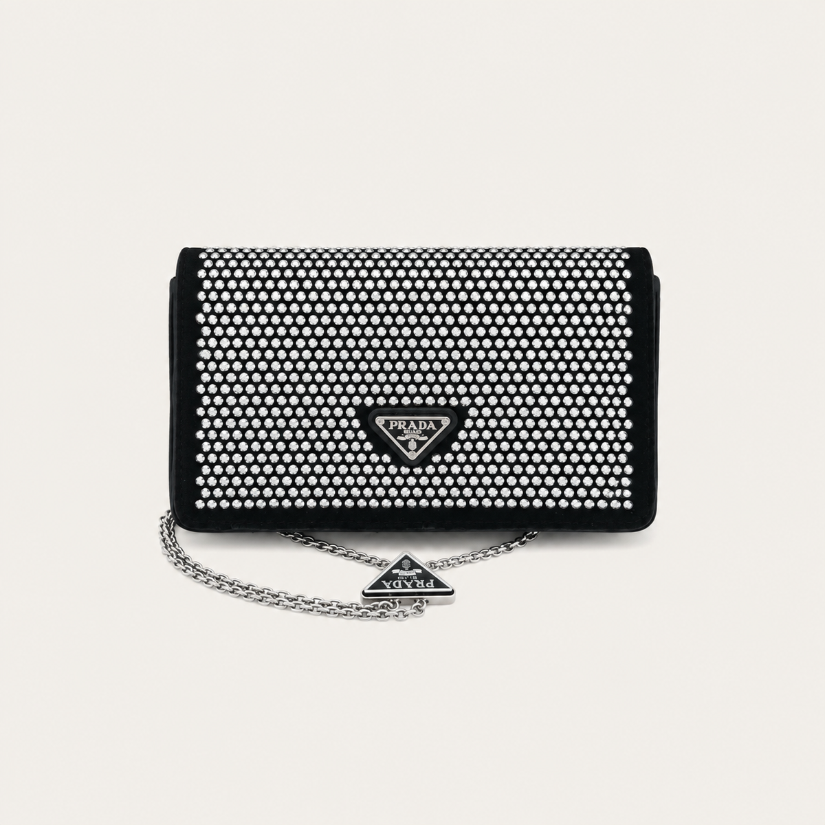 Black Leather PR Crystal Mini Bag