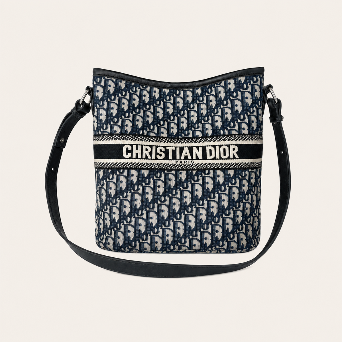 Blue Canvas CD Bucket Shoulder Bag