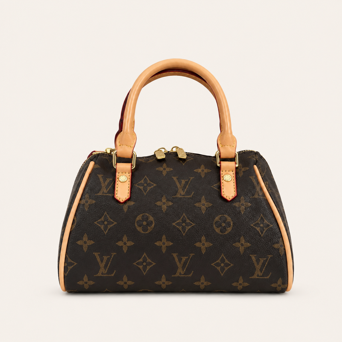 Leather Monogram Boston Bag