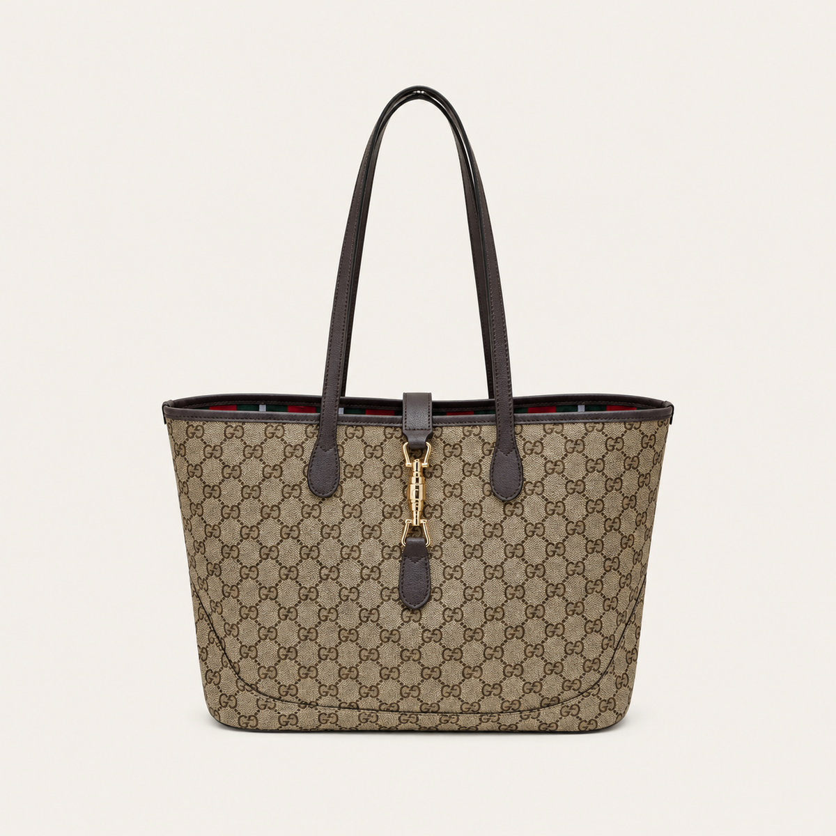 Brown Canvas Embroidered  Tote Bag