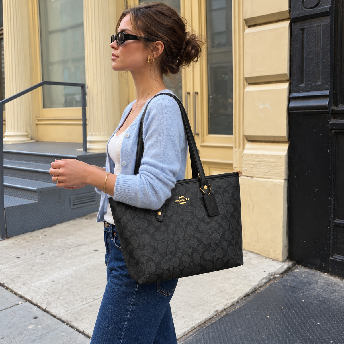 Black Tote with Pouch