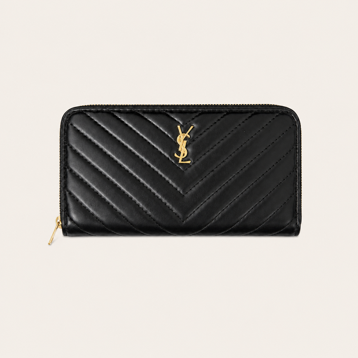 Black Leather YL Quilted  Wallet