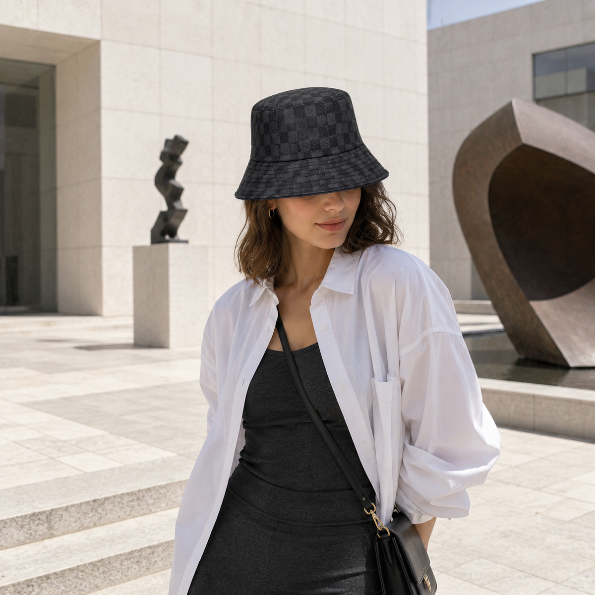Black Damier Canvas Bucket Hat