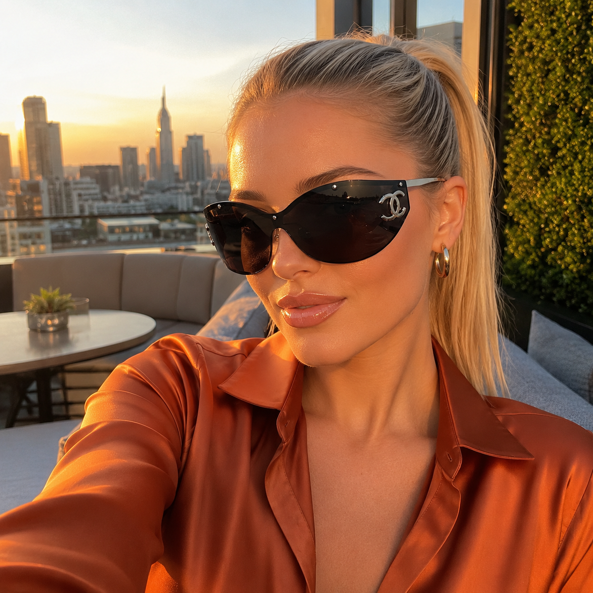 Fashion Black CC Visor Sunglasses