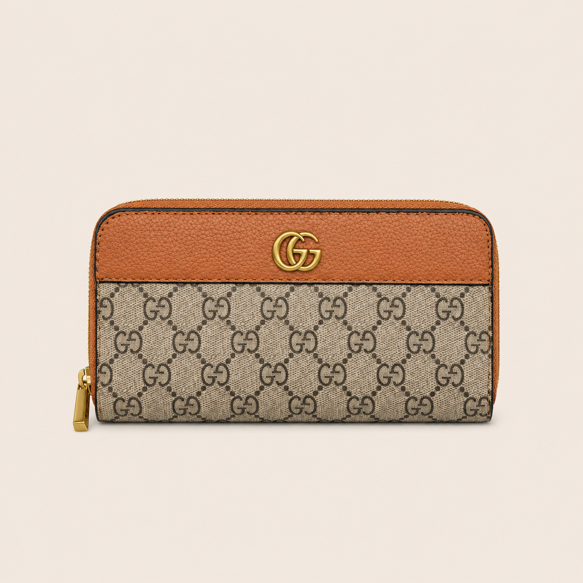 Brown GG Zip-Around Wallet