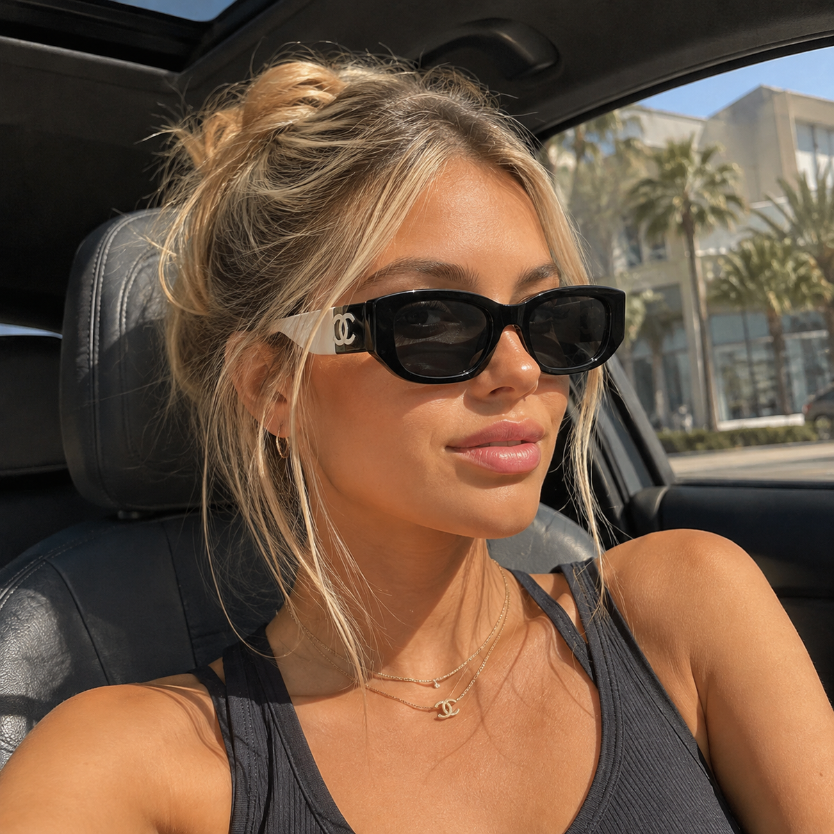 Vintage Style CC Black Sunglasses