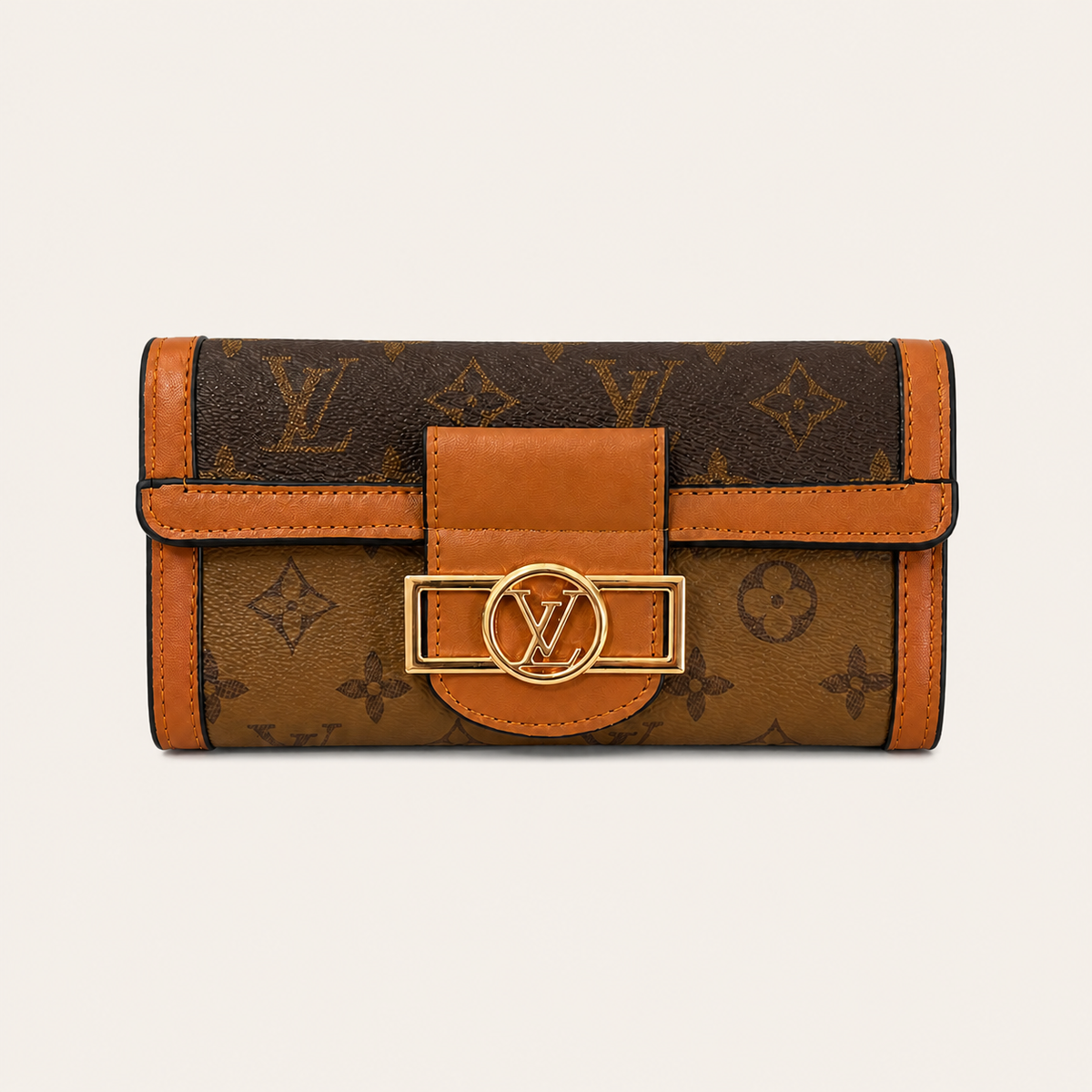 Brown Leather Monogram Wallet