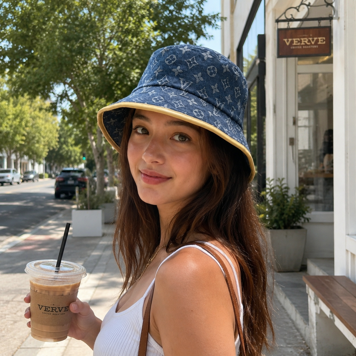 Blue Denim Monogram Bucket Hat