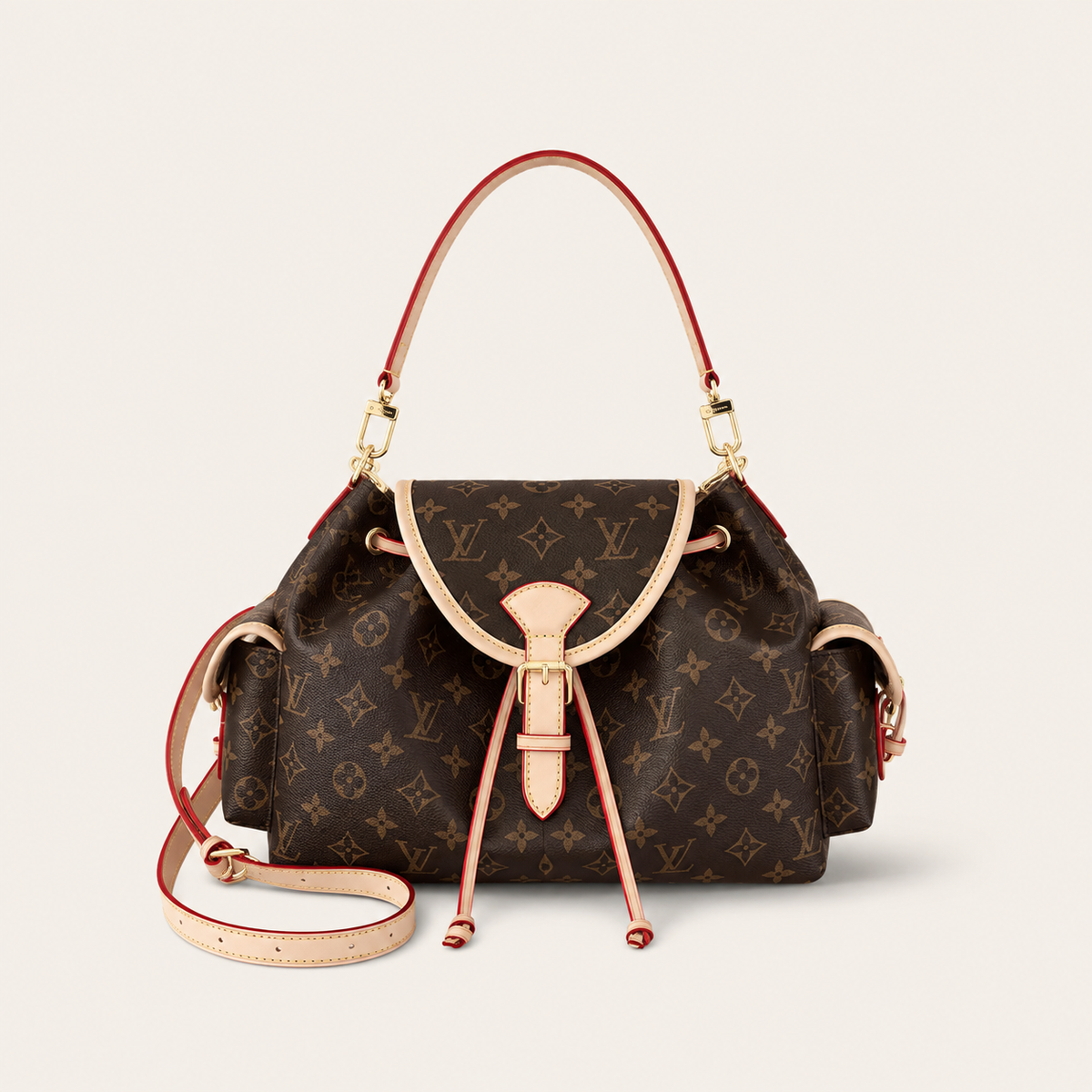 Leather Monogram Flap Shoulder Bag