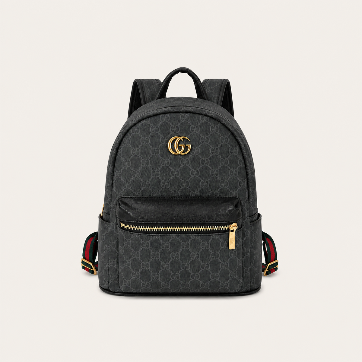 Black Denim GG Pattern Backpack