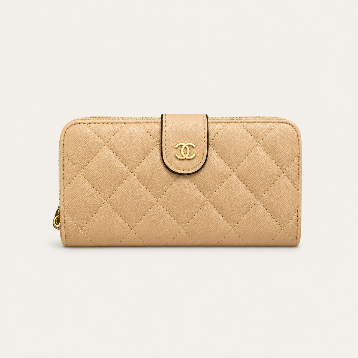 Elegant Khaki CC Leather Wallet