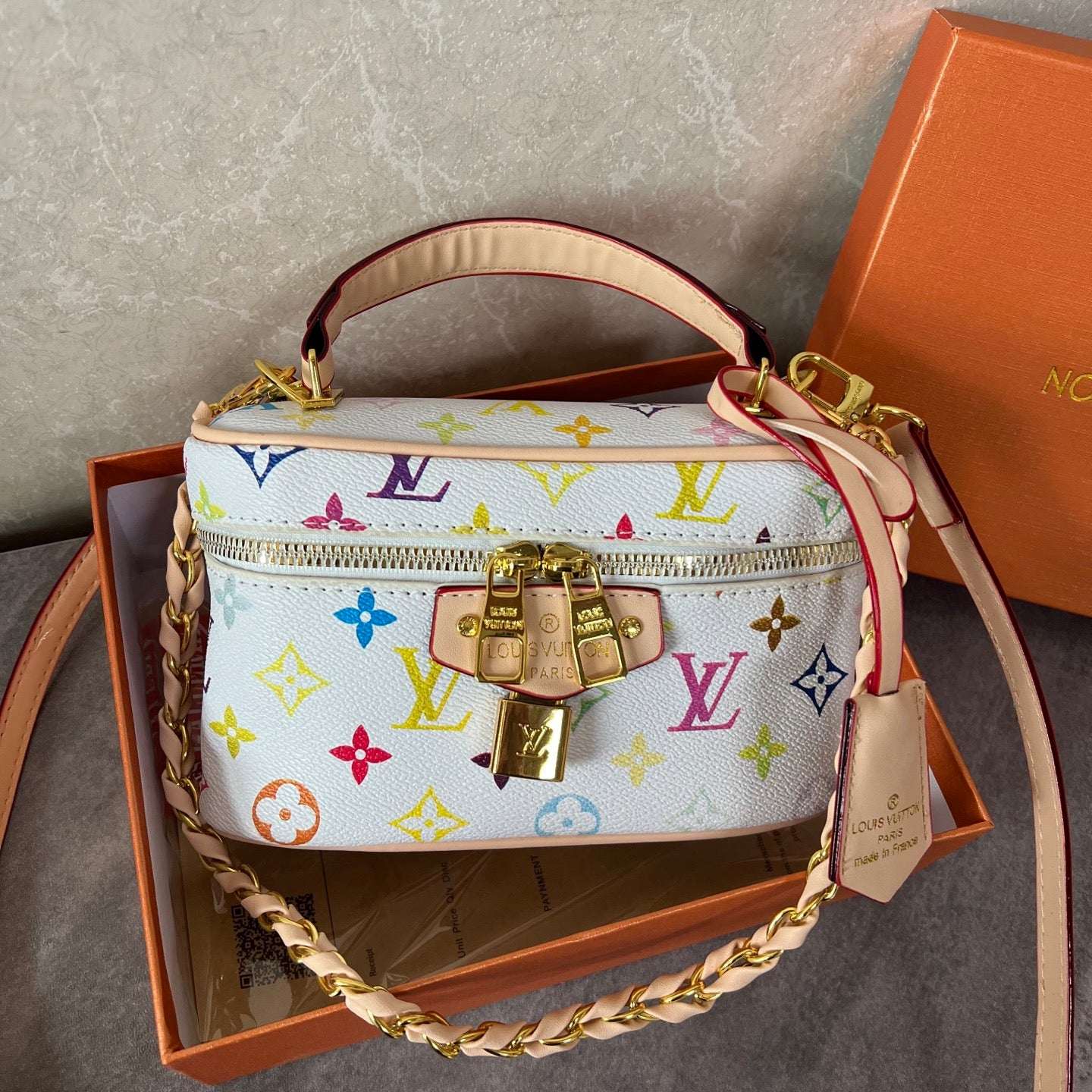 Colorful White Vanity Bag