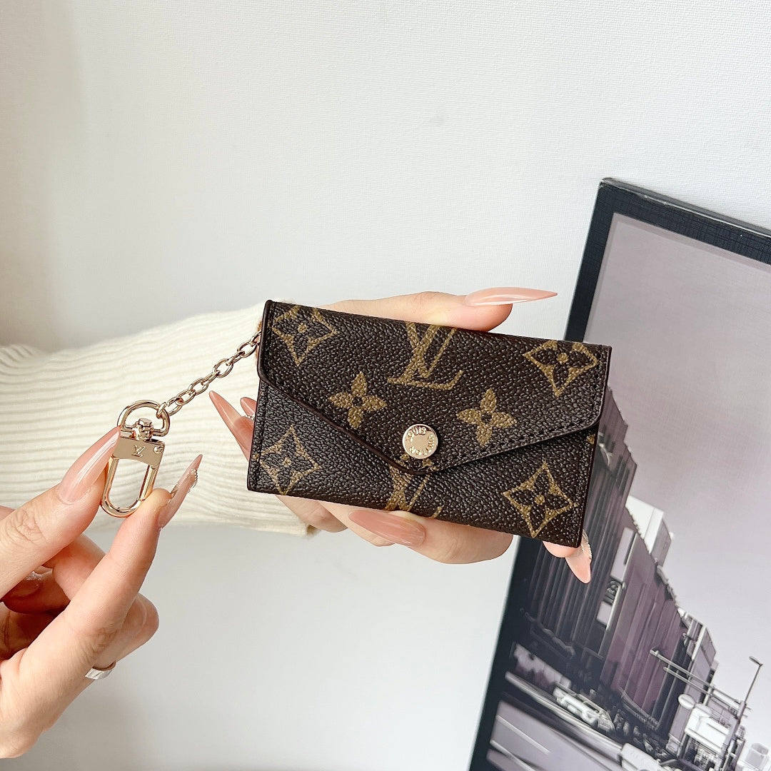Monogram Leather Keychain Card Holder