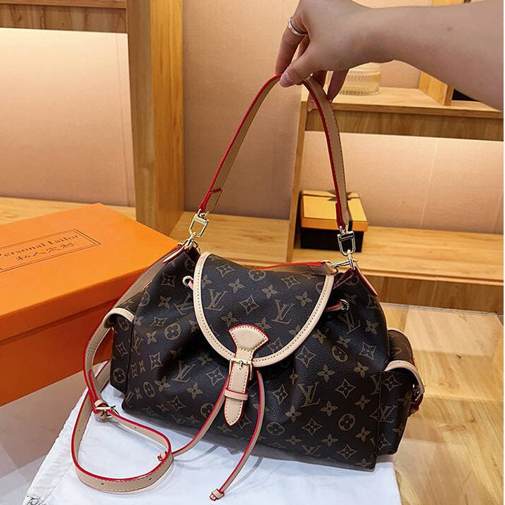 Leather Monogram Flap Shoulder Bag